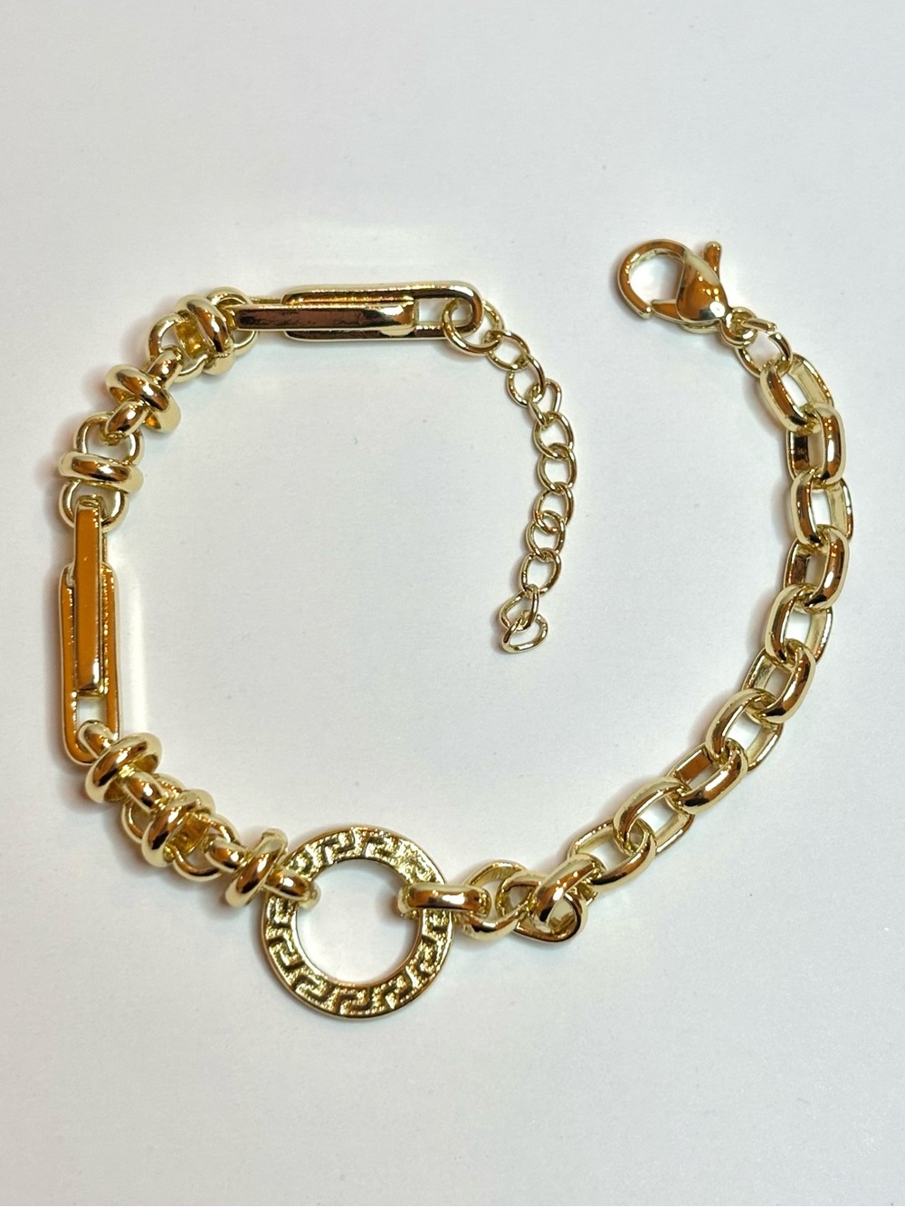 Gold Greek key ring bracelet